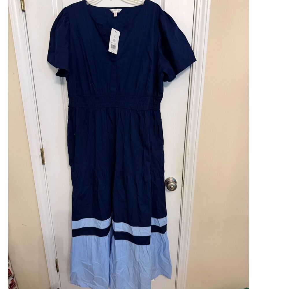 Crown & Ivy Harbor Navy Colorblock Midi Dress – Size XXL – New With Tags